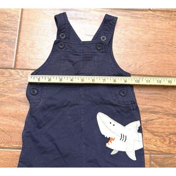 Carter’s Overalls Blue Shorts Baby 9 Months Shark Shortalls Sz 9M Jaws Knit - Picture 2 of 5